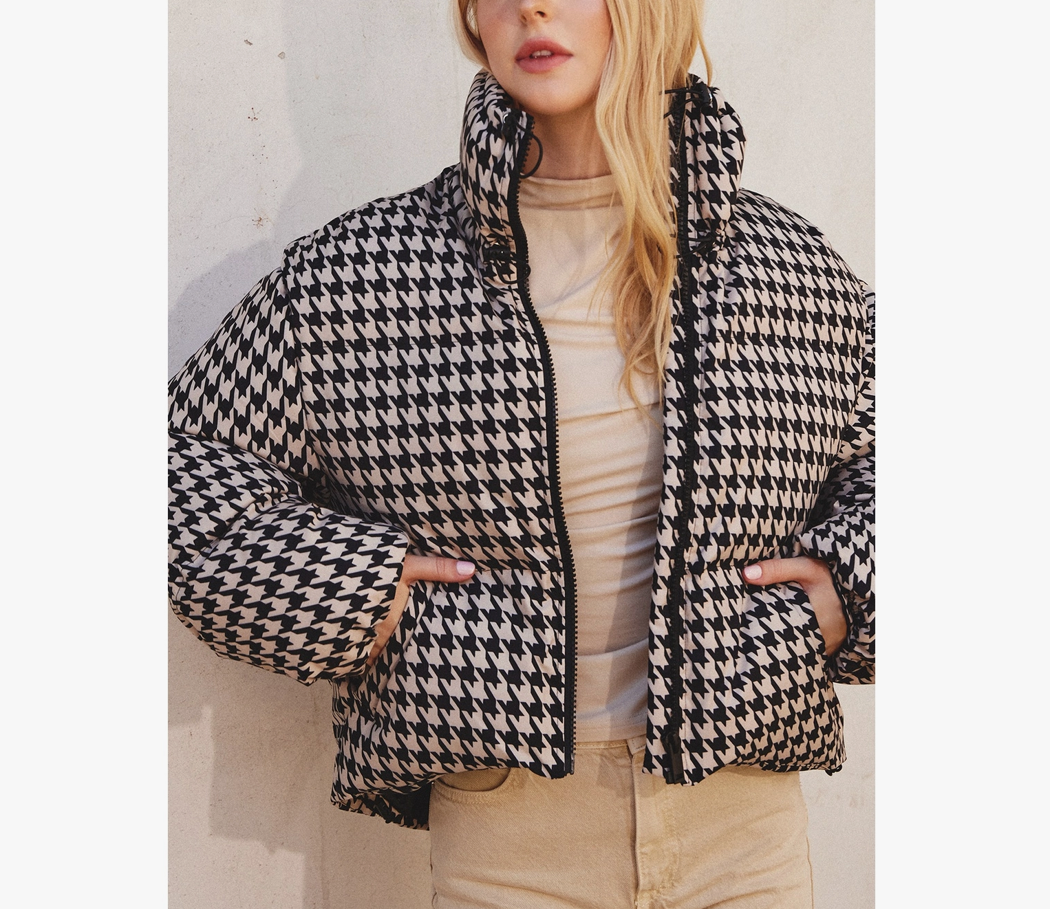 ジャケット・アウター PHENOMENON HOUNDSTOOTH STAND COLLAR JKT Shop Harrison Stand-Collar Houndstooth Jacket on Sale at