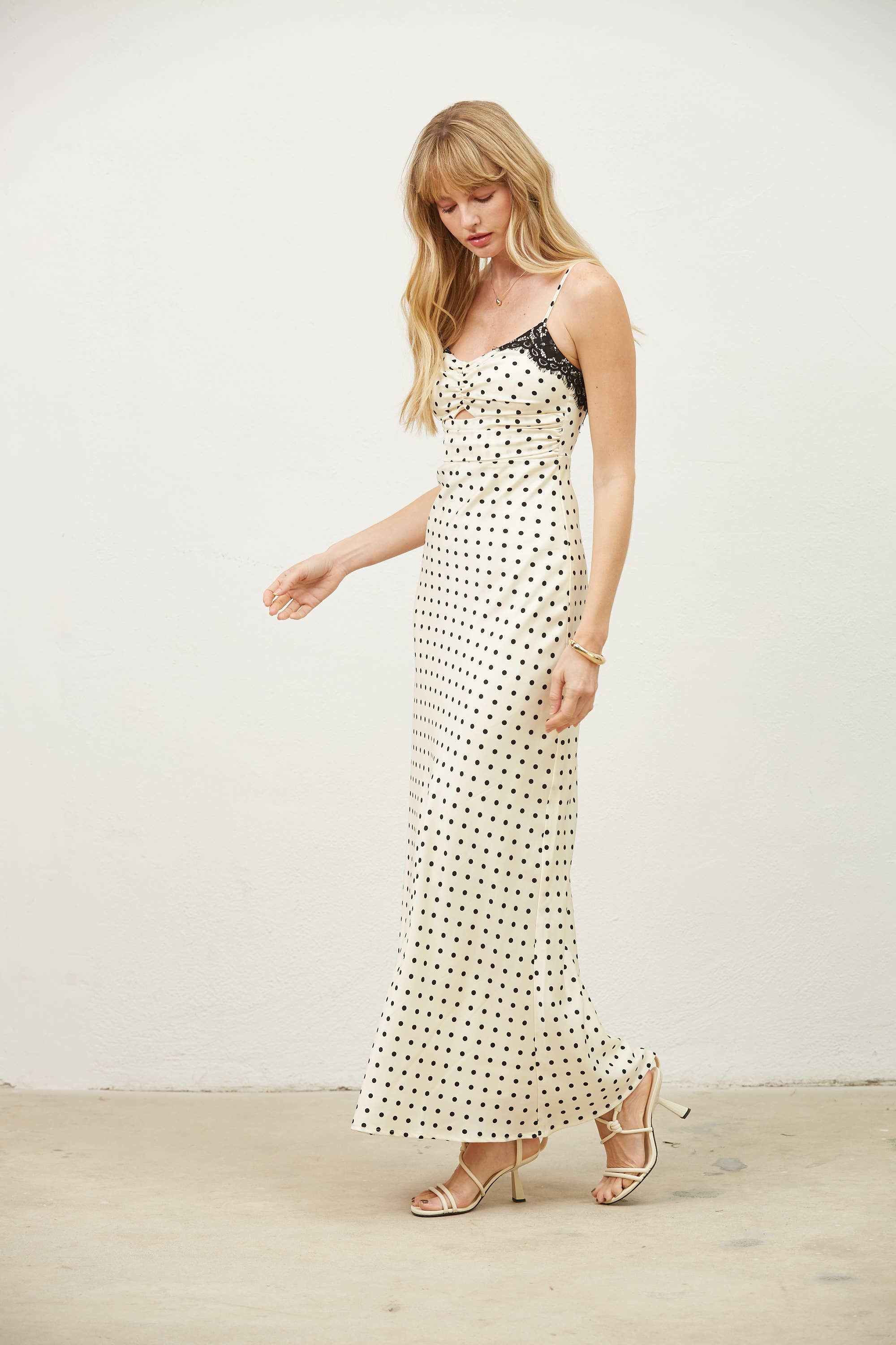 Polka Dot Slip Dress with Lace Detail (L) Polka Dot Slip Dress with Lace Detail (L)