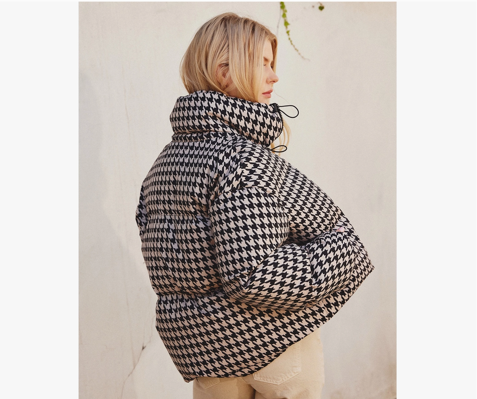 ジャケット・アウター PHENOMENON HOUNDSTOOTH STAND COLLAR JKT Houndstooth Stand Collar Puffer Jacket | Alicia Mohr