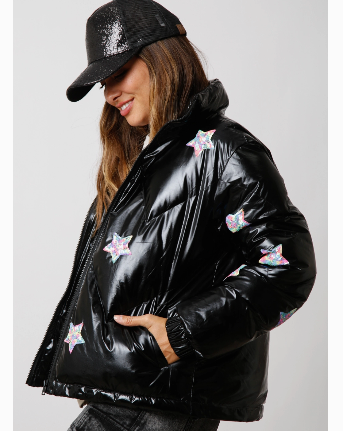 Sequin Star Puffer Jacket | Alicia Mohr Sequin Star Puffer Jacket | Alicia Mohr